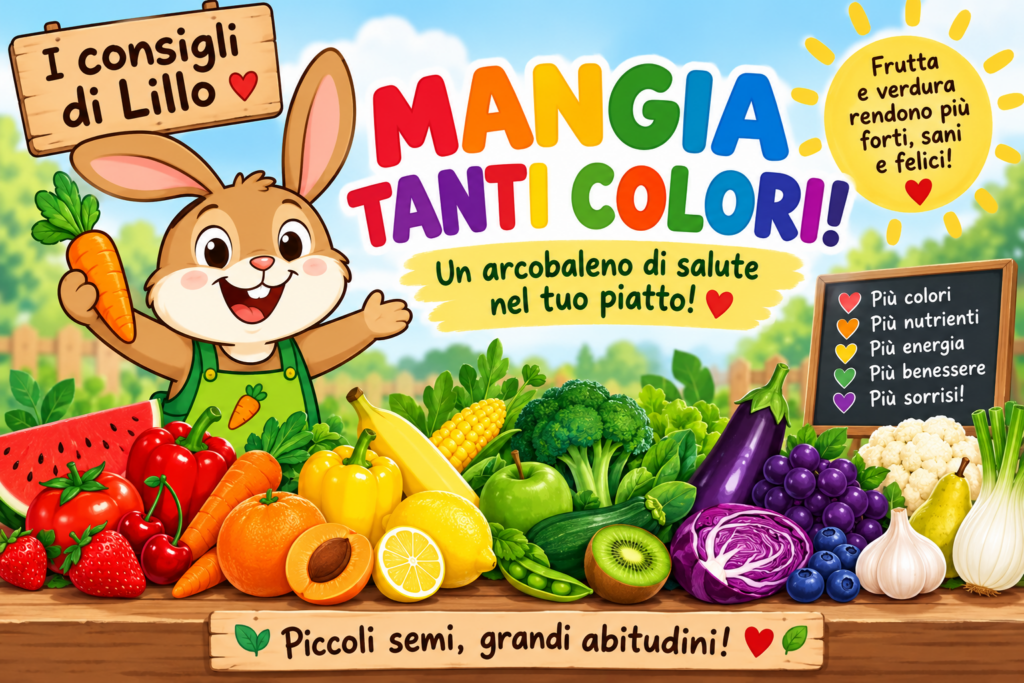 Il consiglio di Lillo – Mangia tanti colori! Lillo invita i bambini a mangiare frutta e verdura di tanti colori per un'alimentazione varia