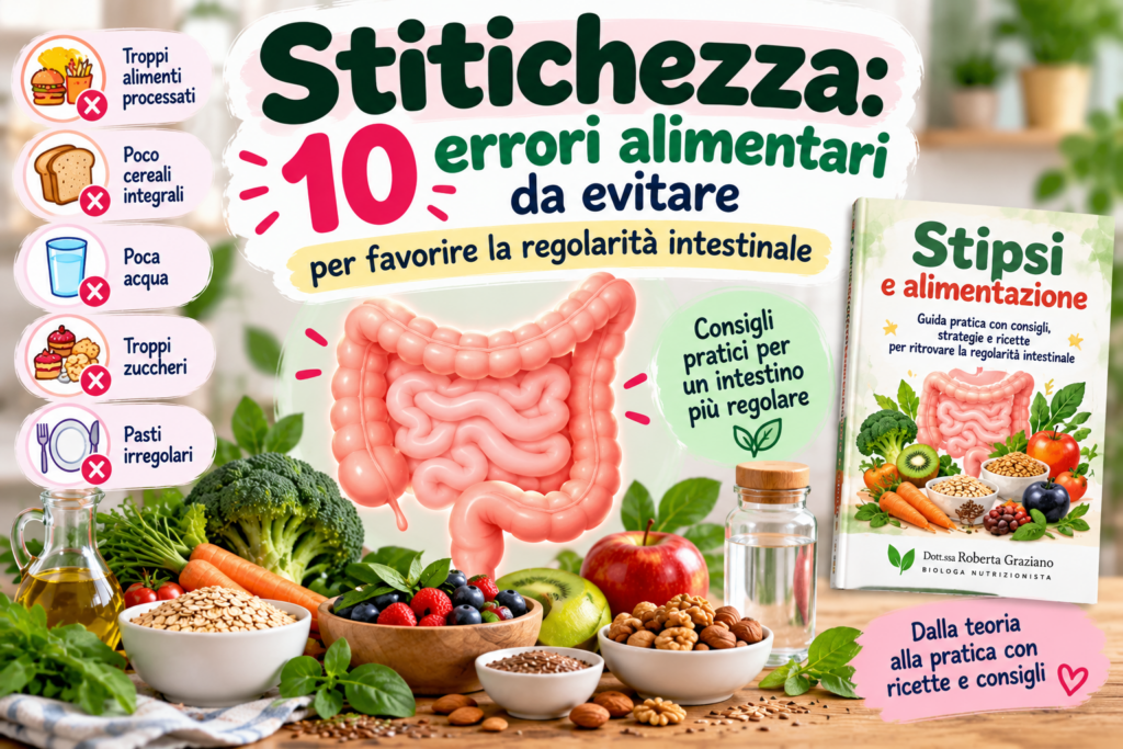 Stitichezza: 10 errori alimentari da evitare per favorire la regolarità intestinale