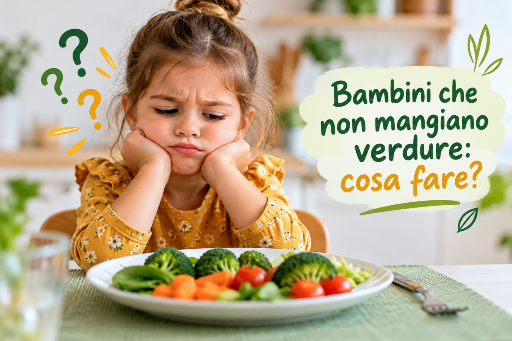 Bambina che non vuole mangiare le verdure: consigli per aiutare i bambini ad accettarle