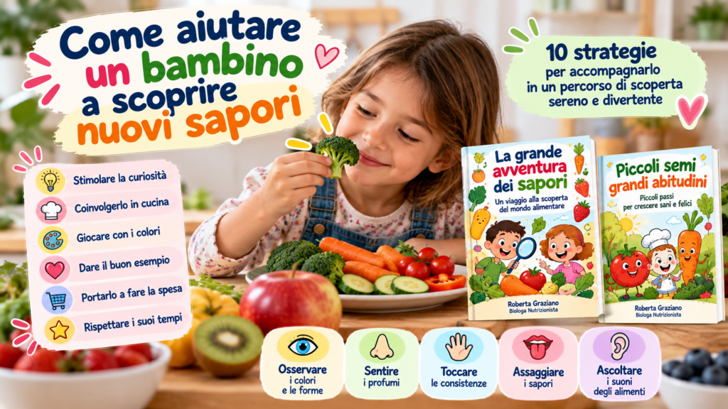 Come aiutare un bambino a scoprire nuovi sapori: 10 strategie per stimolare la curiosità a tavola Bambini che scoprono nuovi sapori attraverso frutta, verdura, giochi ed esperienze sensoriali